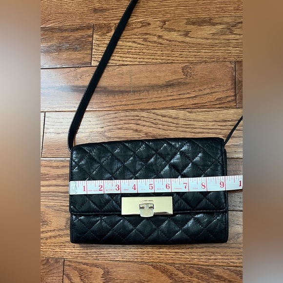 Michael Kors Leather Susannah Lock Clutch Crossbody Black - Picture 3 of 14